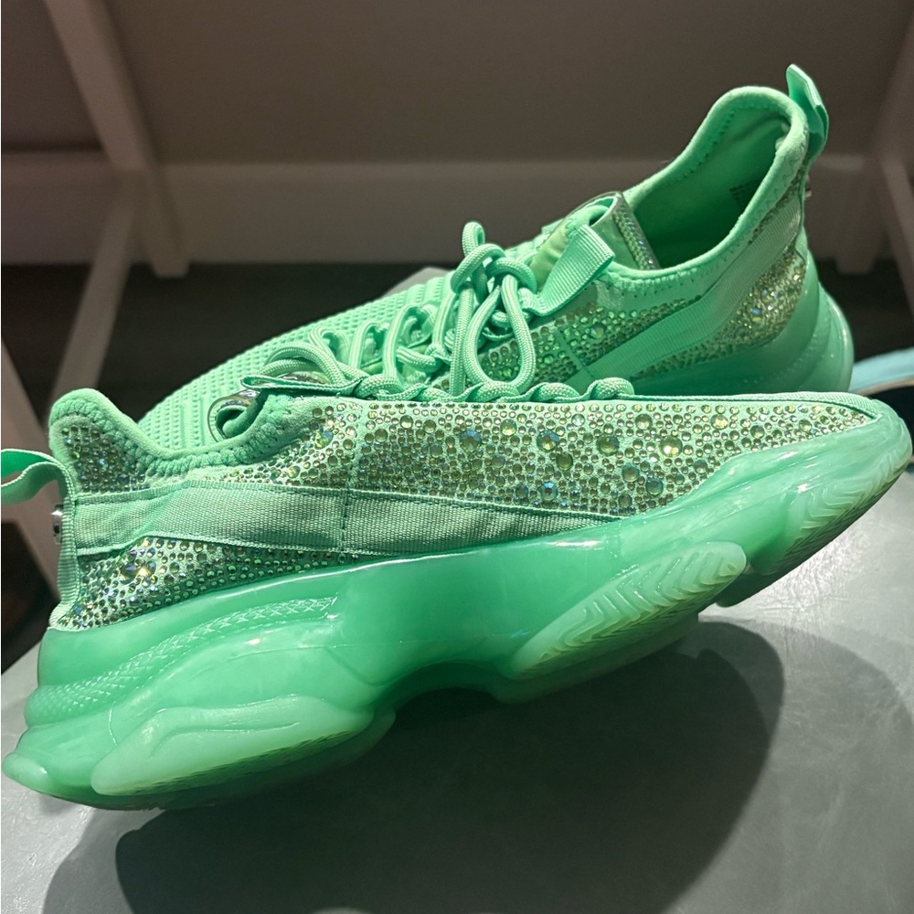 Women's Green Crystal Sneakers